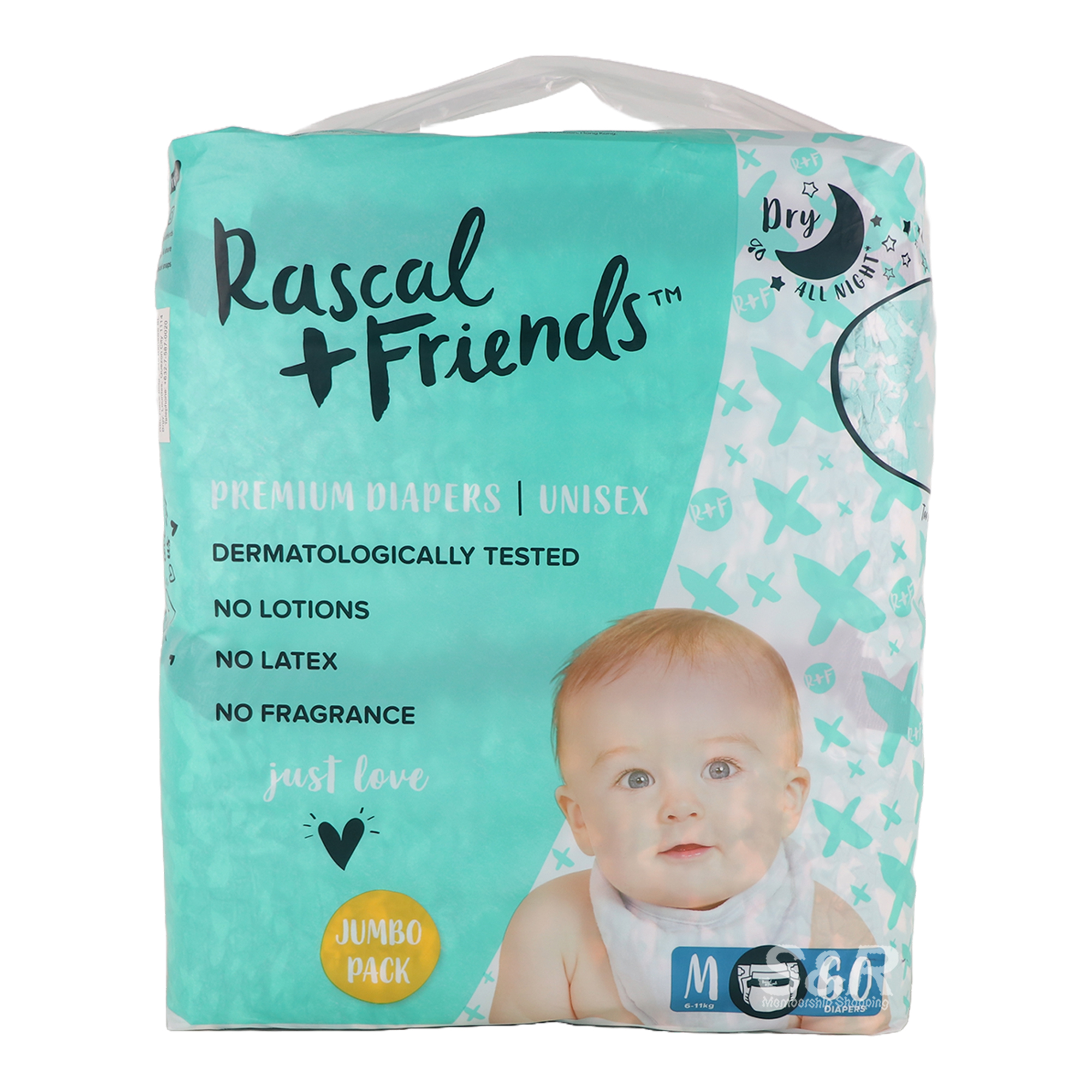 Rascal + Friends Premium Diapers Medium 60pcs